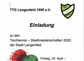 Einladung zur TT Stadtmeisterschaft 2020